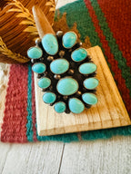 Handcrafted Sterling Silver & Kingman Turquoise Ring Size 10