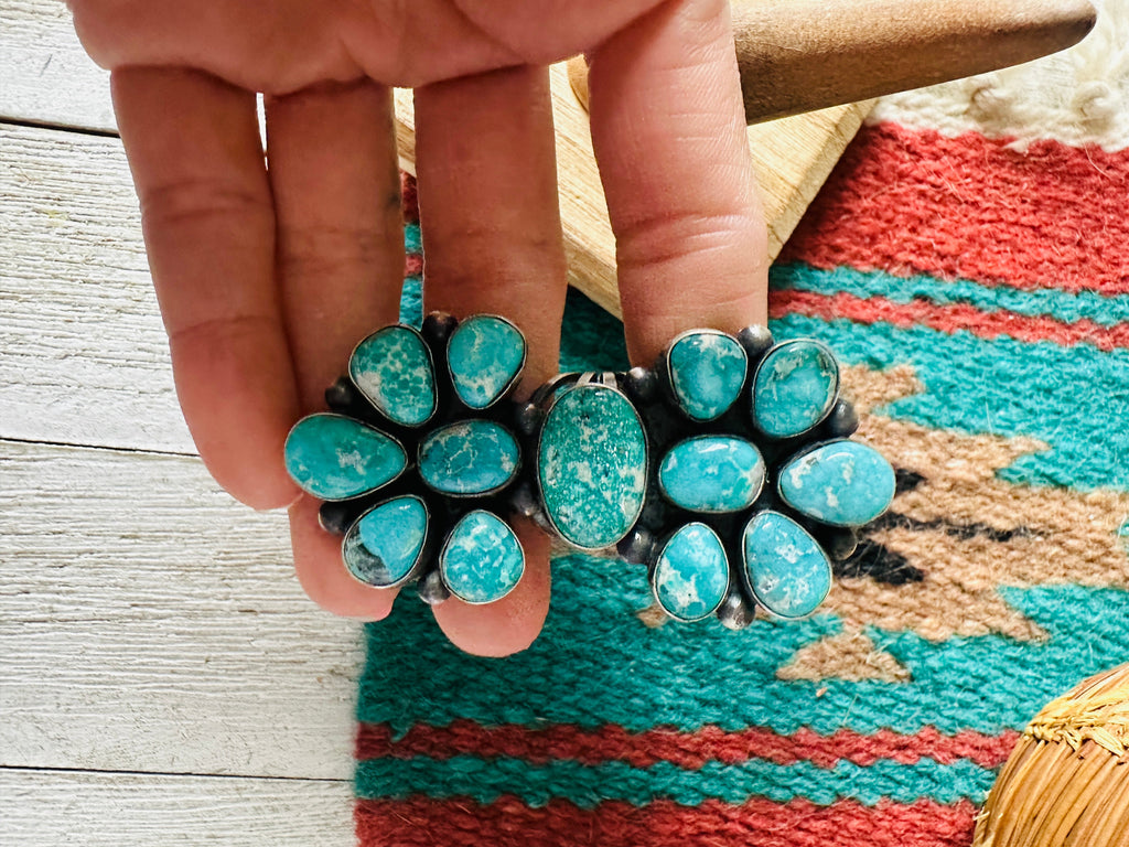 Handcrafted Sterling Silver & Kingman Turquoise Ring Size 7