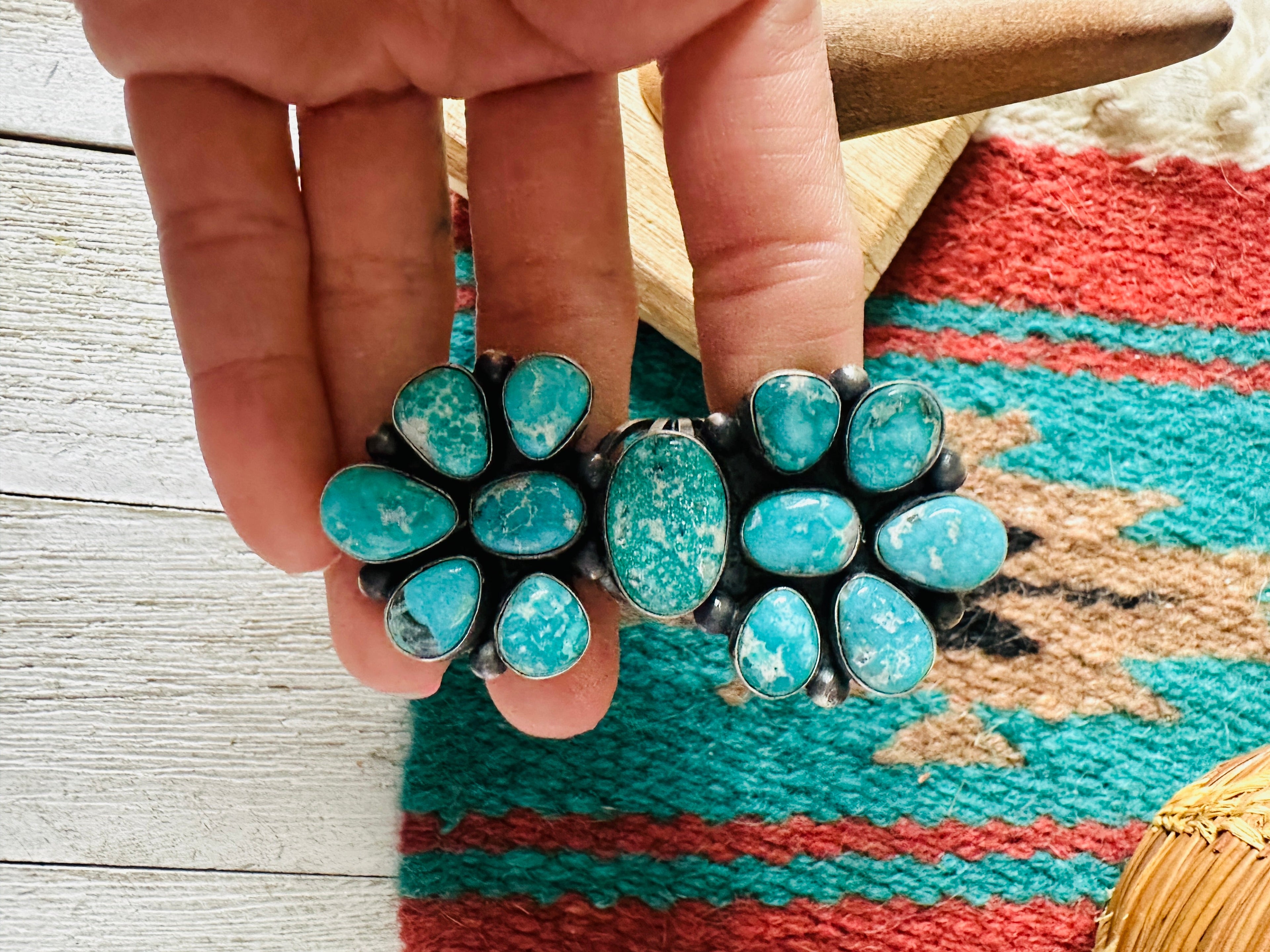 Handcrafted Sterling Silver & Kingman Turquoise Ring Size 7