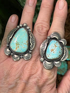 Handcrafted Sterling Silver and Number 8 Turquoise Ring by Gilbert Tom, Size 6.5
