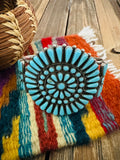 Handcrafted Old Pawn Sterling Silver & Turquoise Cluster Cuff Bracelet