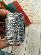 Handcrafted Sterling Silver & Spider Web Turquoise Cuff Bracelet by Randy Boyd