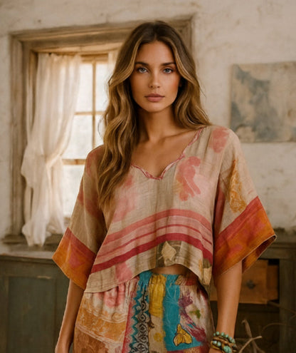 Kantha boxy top
