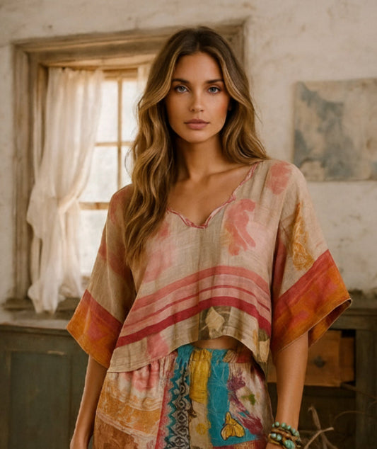 Kantha boxy top