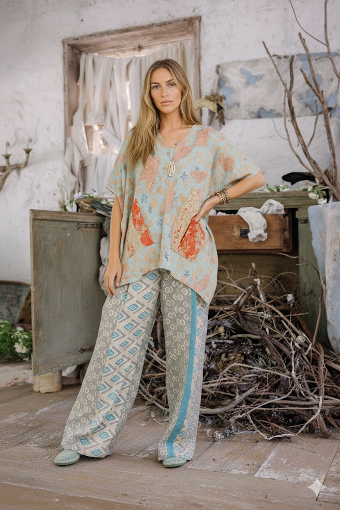 Kantha Wide Leg Pants - Clara