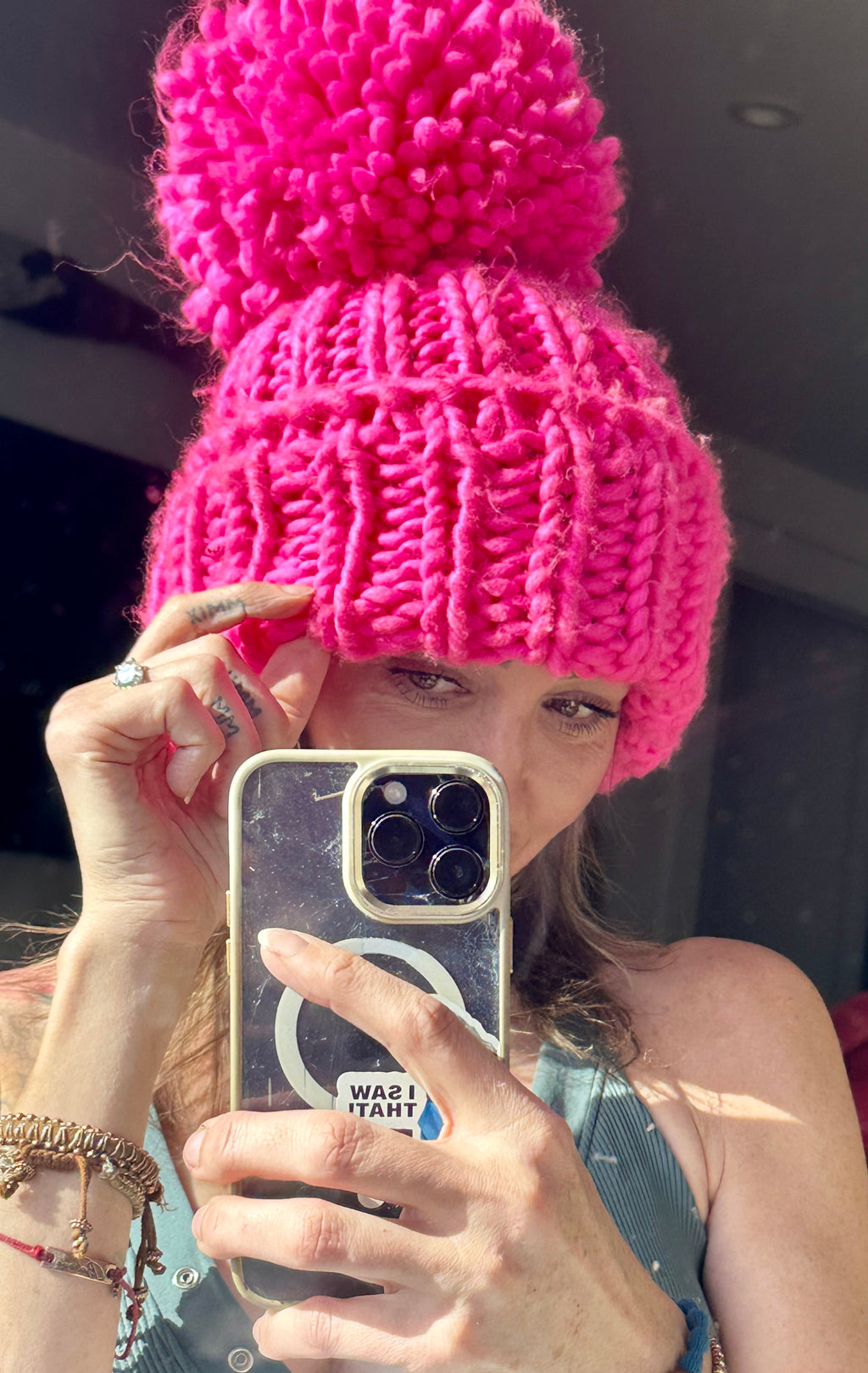 Oversized Pom Beanie Hat