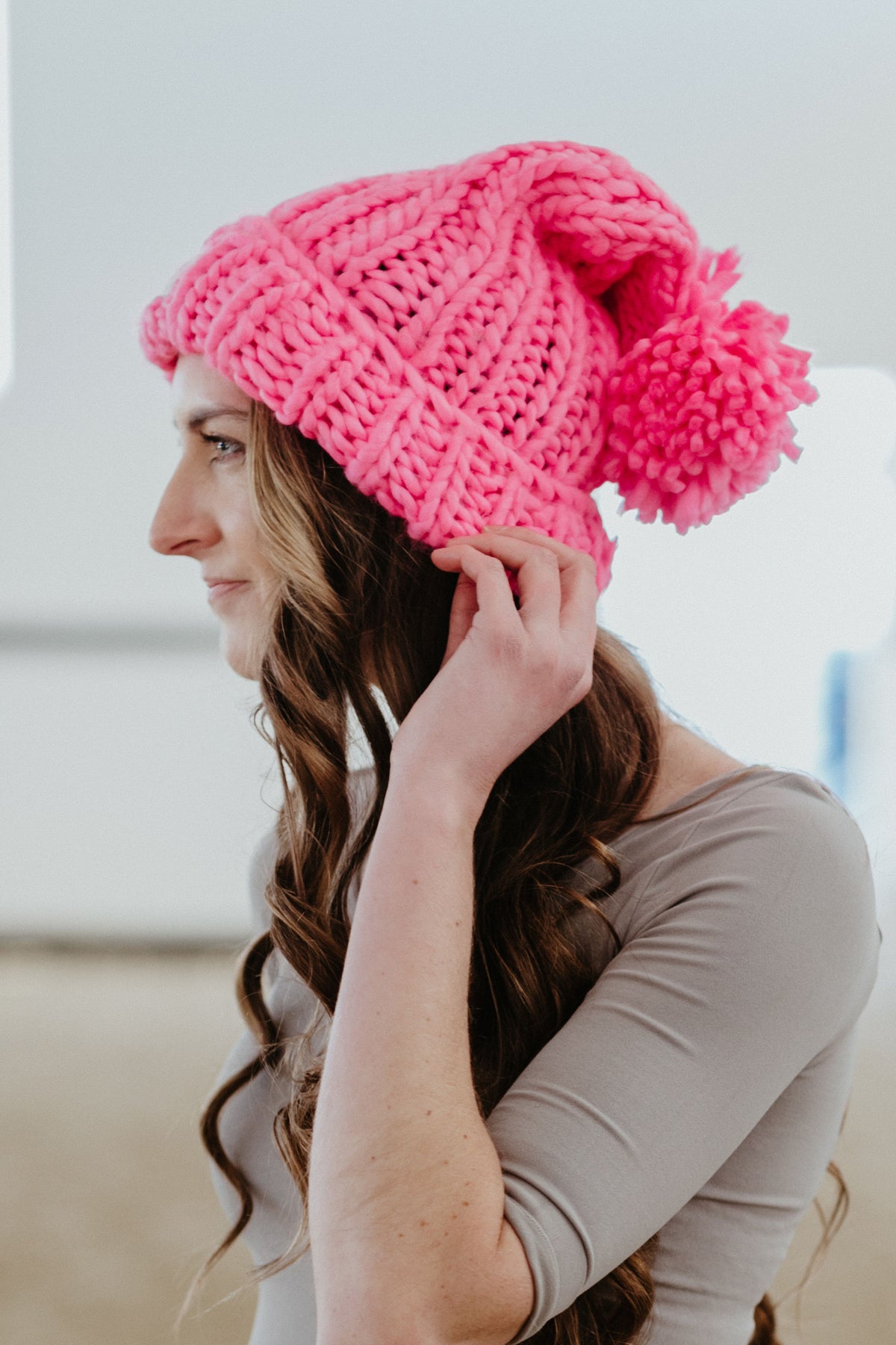 Oversized Pom Beanie Hat