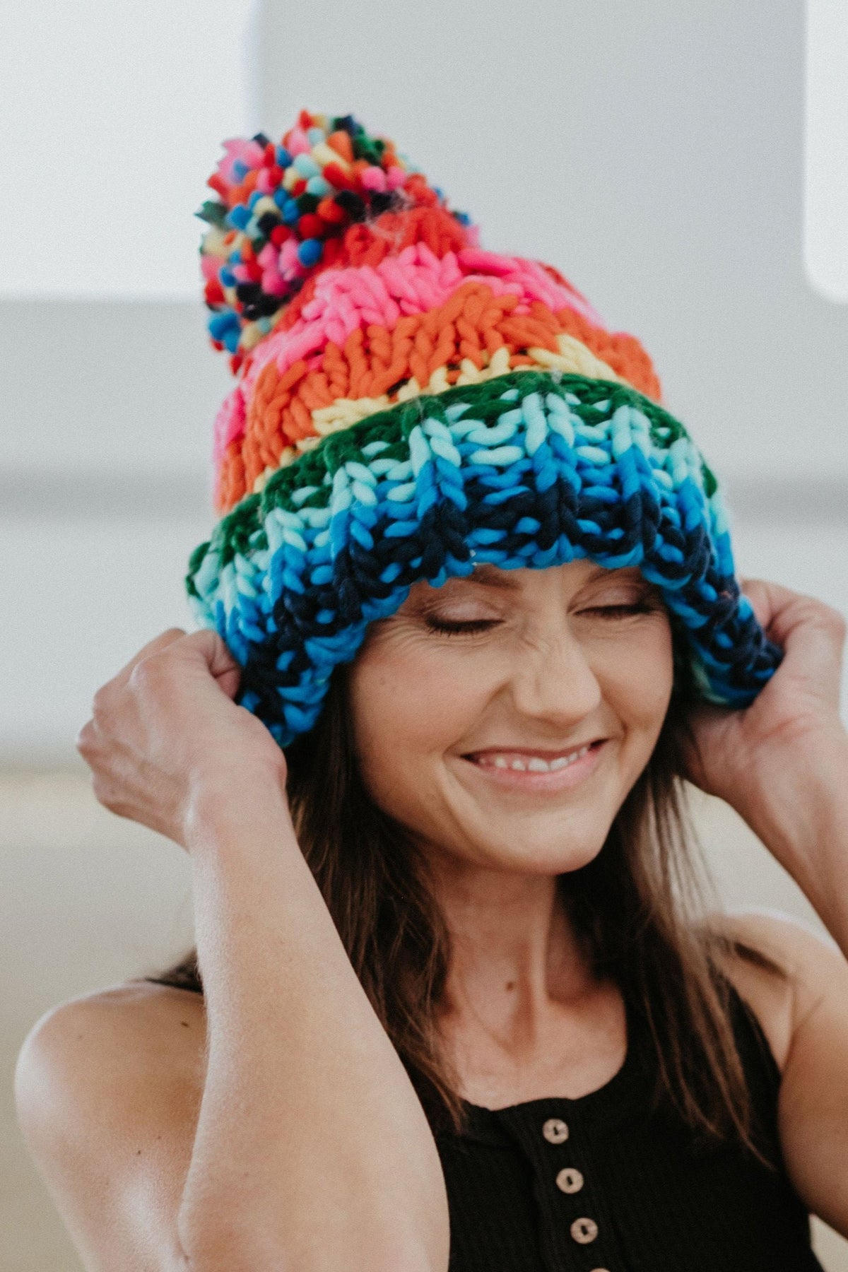 Oversized Pom Beanie Hat