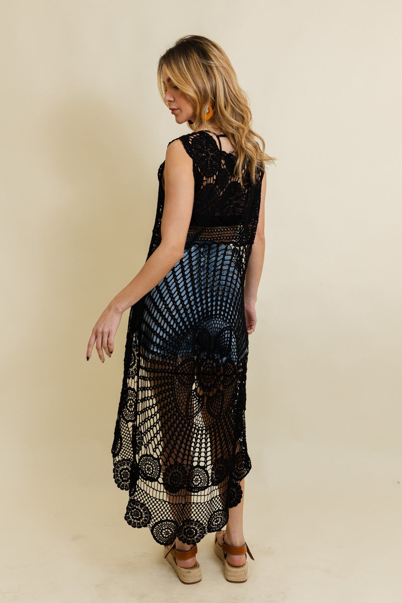 Boho Bliss High-Low Crochet Tunic Top