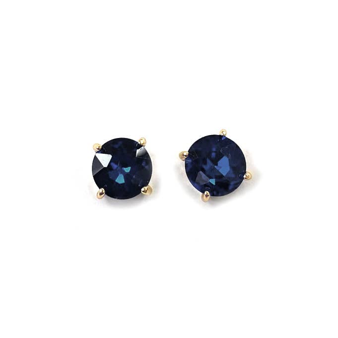 Sterling Silver S925 Post 12mm Round Glass Stud Earrings