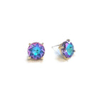 Sterling Silver S925 Post 12mm Round Glass Stud Earrings