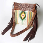Fringe Tooled Leather Crossbody Bag