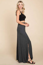 High Low Surplice Bouncy Maxi Skirt