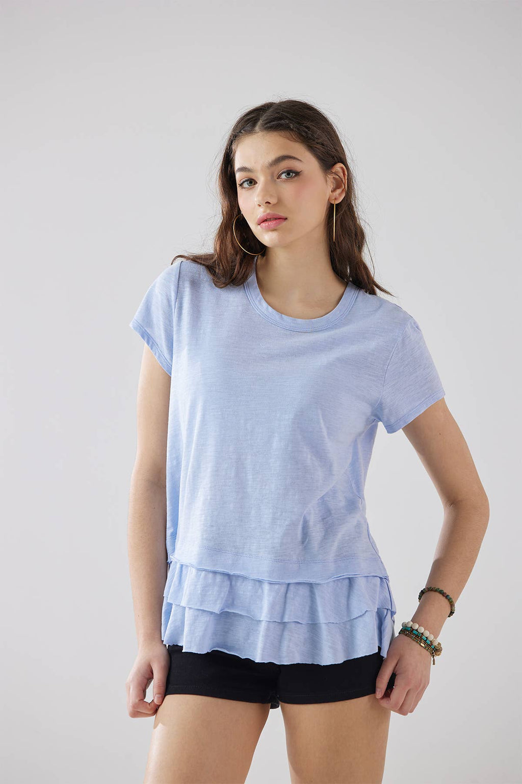 Eloise Ruffle Hem Short Sleeve Tee