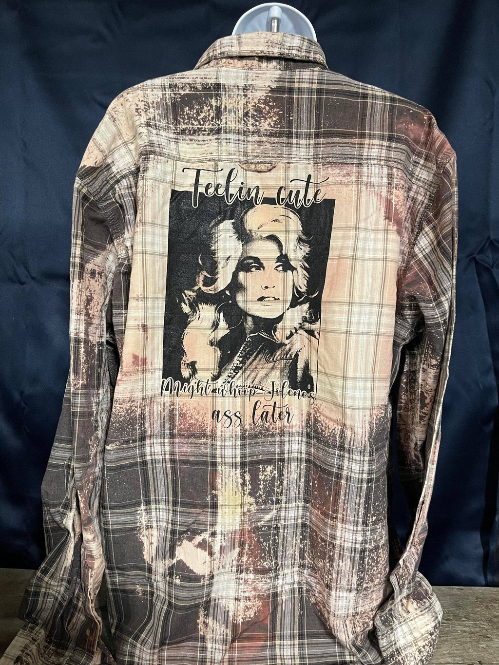 Whoop Jolene Bleached Button Down Plaid Shirt