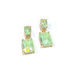 Midi Size Rectangle Linked Crystal Glass Dangle Earrings