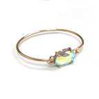 Crystal Oval Stone Cuff Metal Bangle