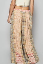 Woven Floral Patchwork Wide Leg Pants