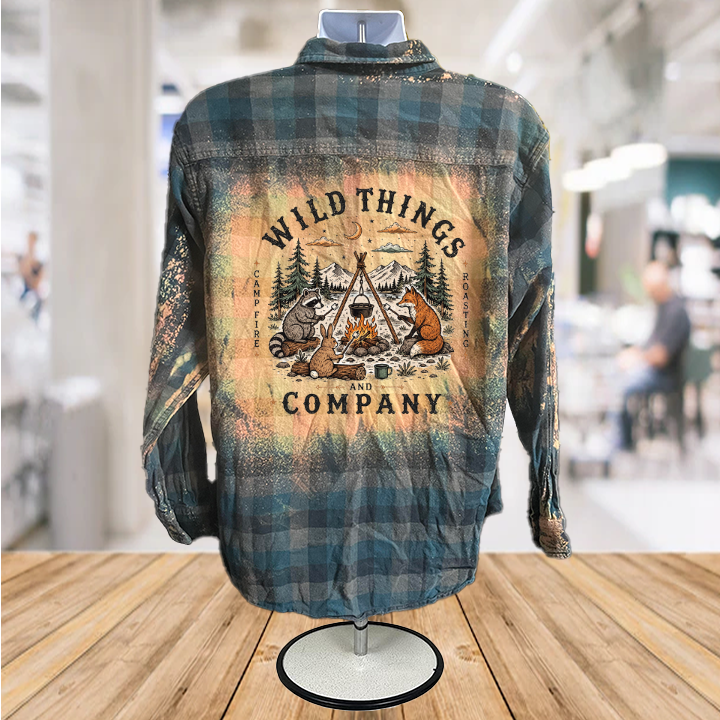 Wild Things Bleached Button Down Plaid Shirt