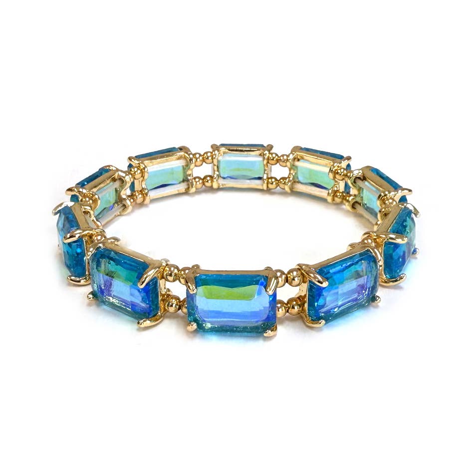 Emerald Cut Crystal AB Stretch Bracelets
