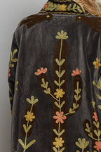Suzette Vine Embroidery Floral Velvet Jacket