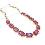 Rectangle Crystal Glass Linked Statement Chain Necklace