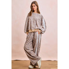 Leopard Lace Stripe Sweat Pants