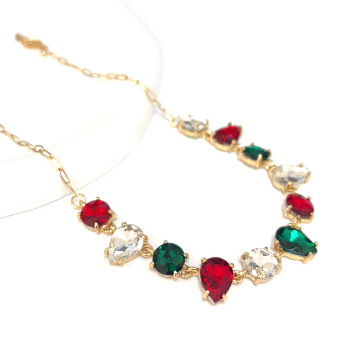 Round & Teardrop Mix Glass Beads Station Necklace