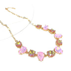 Round & Teardrop Mix Glass Beads Station Necklace