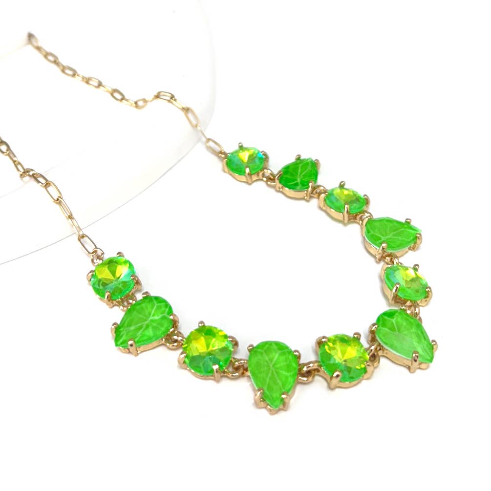 Round & Teardrop Mix Glass Beads Station Necklace