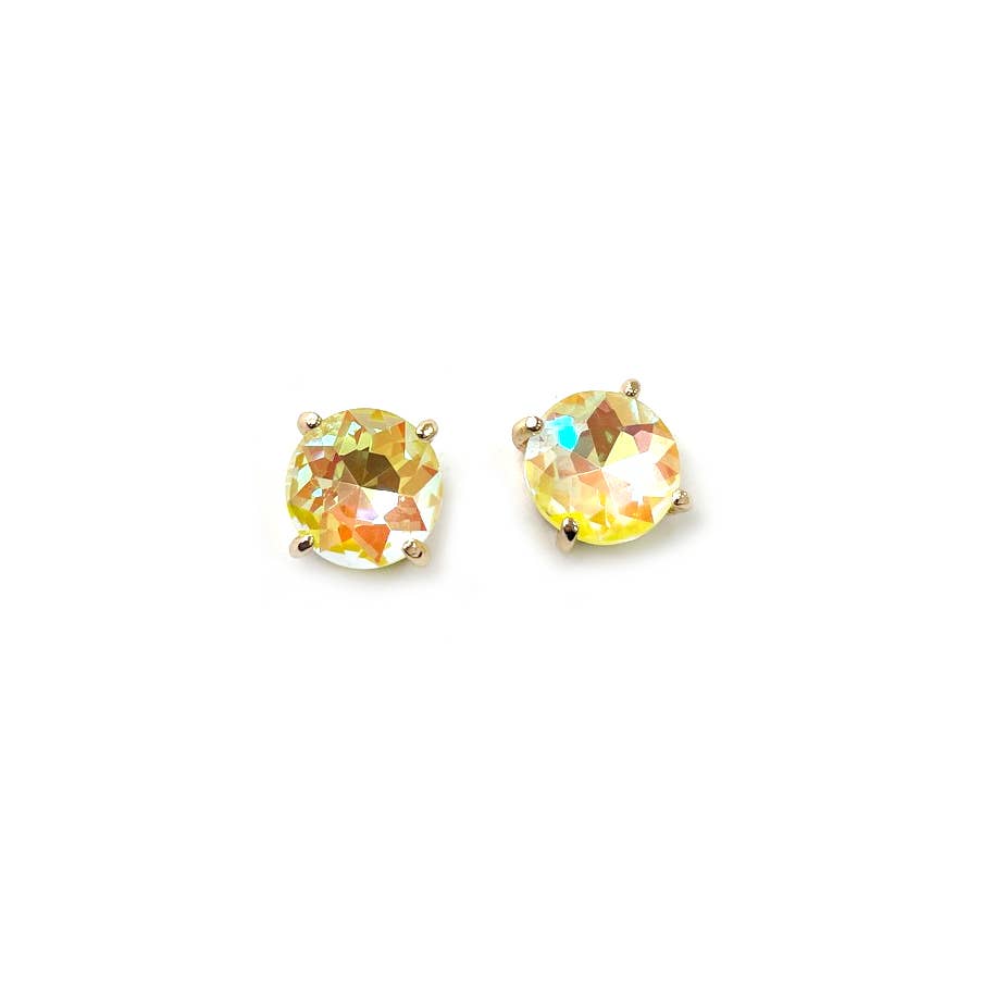 Sterling Silver S925 Post 12mm Round Glass Stud Earrings