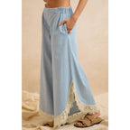 Crochet Trim Tulip Wide Leg Jeans
