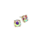 Sterling Silver S925 Post Round Glass Stud Earrings 10mm