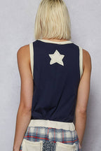 Super STAR V-Neck Patches Tank Top