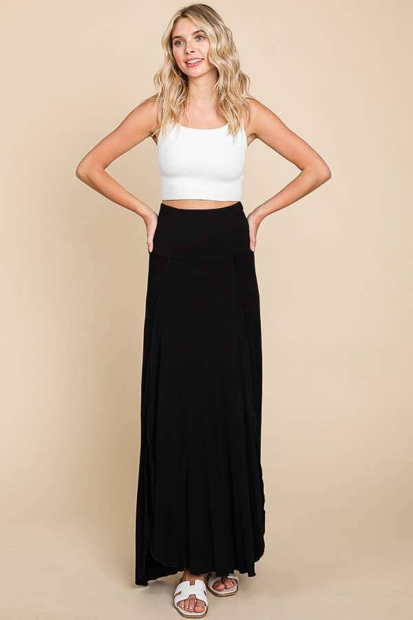 High Low Surplice Bouncy Maxi Skirt