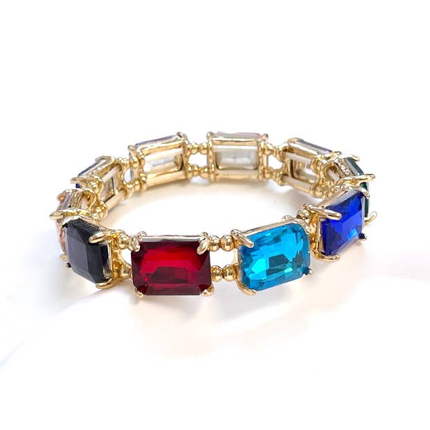 Emerald Cut Crystal AB Stretch Bracelets
