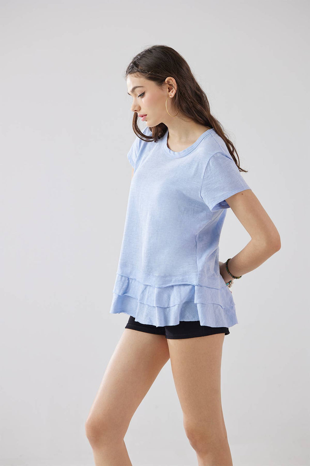 Eloise Ruffle Hem Short Sleeve Tee