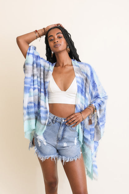 Breezy & Beautiful Dip Dye Kimono Kimonos Mint Navy