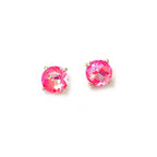 Sterling Silver S925 Post 12mm Round Glass Stud Earrings