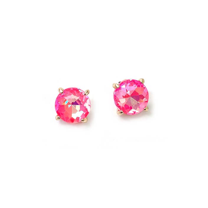 Sterling Silver S925 Post 12mm Round Glass Stud Earrings