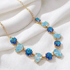 Round & Teardrop Mix Glass Beads Station Necklace