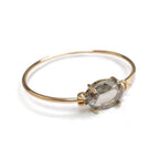 Crystal Oval Stone Cuff Metal Bangle