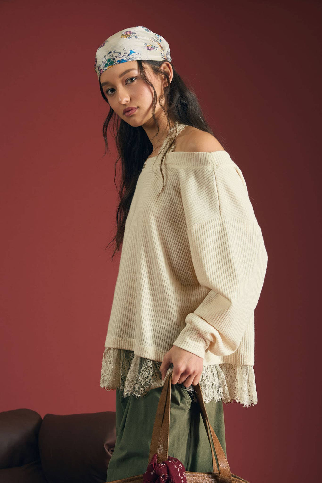 Lace Layers Sweater Knit Top