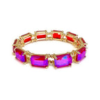 Emerald Cut Crystal AB Stretch Bracelets