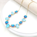 Round & Teardrop Mix Glass Beads Station Necklace