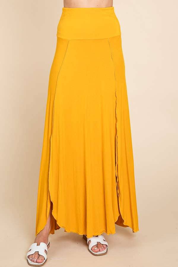 High Low Surplice Bouncy Maxi Skirt
