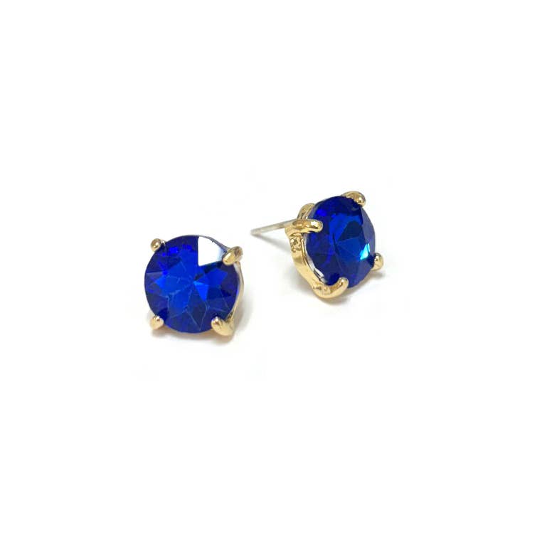 Sterling Silver S925 Post Round Glass Stud Earrings 10mm