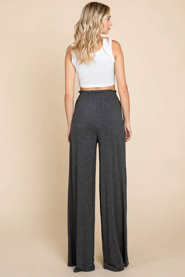 SMOCKING WAIST WIDE POCKET PANTS