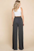 SMOCKING WAIST WIDE POCKET PANTS