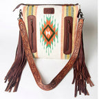 Fringe Tooled Leather Crossbody Bag